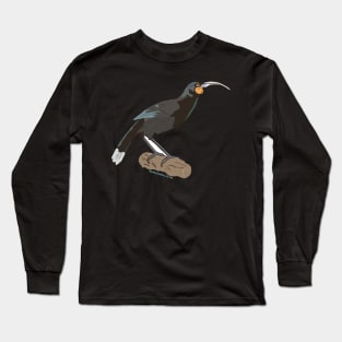 Hand Drawn New Zealand Huia Bird Long Sleeve T-Shirt